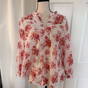 LOFT Rose Print Blouse